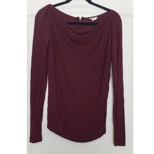 Club Monaco Maroon Cowl Neck Long Sleeve Sweater‎ Sz M Lightweight Minimalist